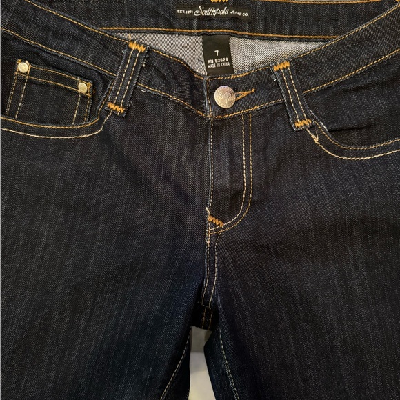 VINTAGE Y2K SOUTHPOLE DARK DENIM EMBROIDERED JEANS - Picture 2 of 8